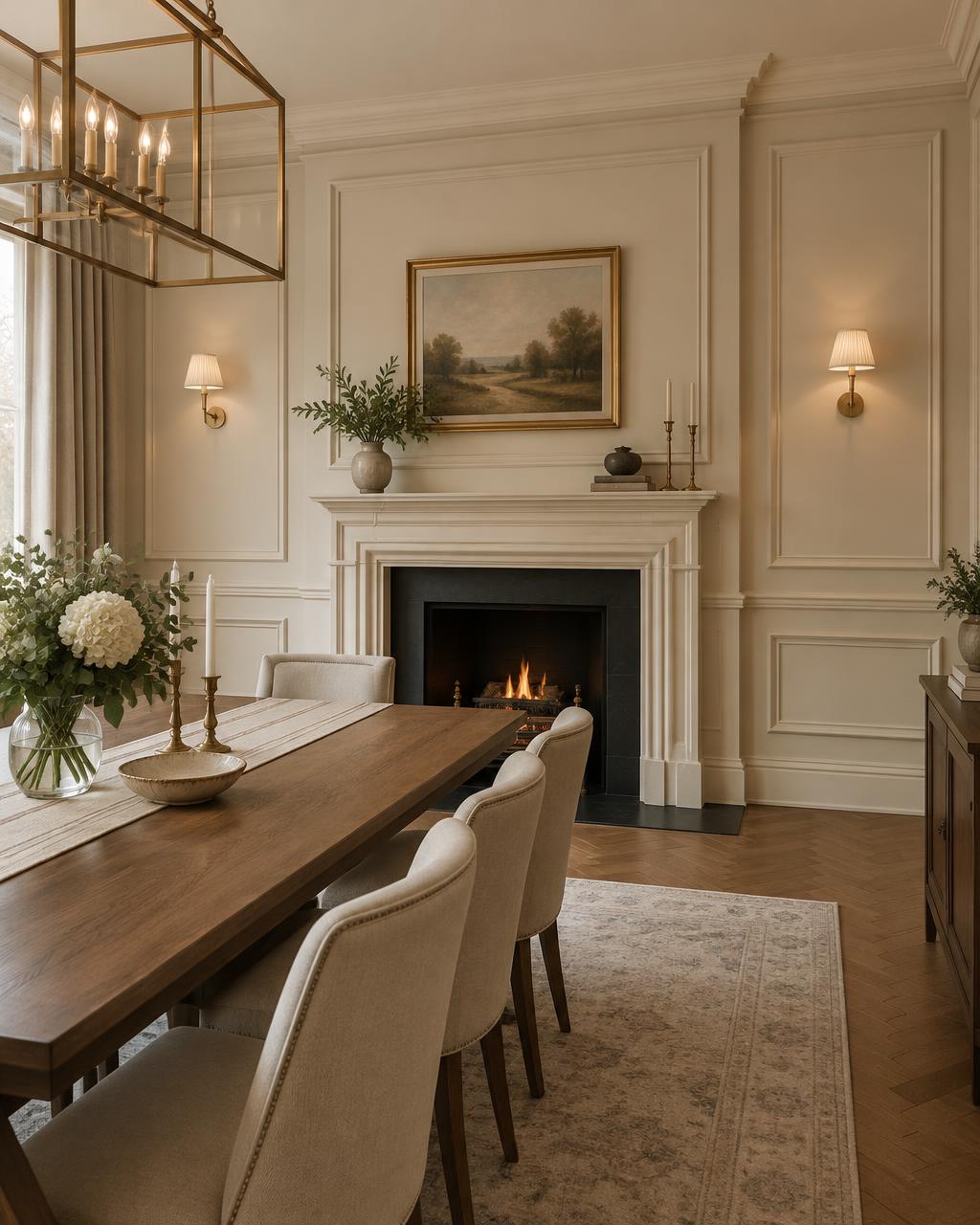 Room setting with wall panelling